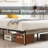 Javlergo Twin/Full/Queen Platform Bed Frame with Wooden Headboard, No Box Spring Needed, Slate