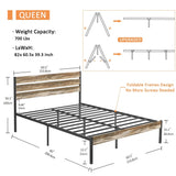 Javlergo Twin/Full/Queen Platform Bed Frame with Wooden Headboard, No Box Spring Needed, Slate