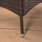 Jaxon Outdoor 7 Piece Multibrown PE Wicker Dining Set with Rectangular Dining Table by Christopher Knight Home