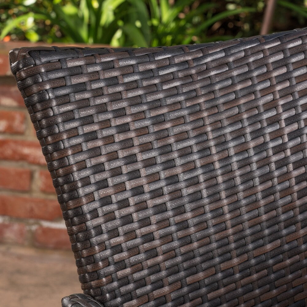 Jaxon Outdoor 7 Piece Multibrown PE Wicker Dining Set with Rectangular Dining Table by Christopher Knight Home