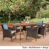 Jaxon Outdoor 7 Piece Multibrown PE Wicker Dining Set with Rectangular Dining Table by Christopher Knight Home