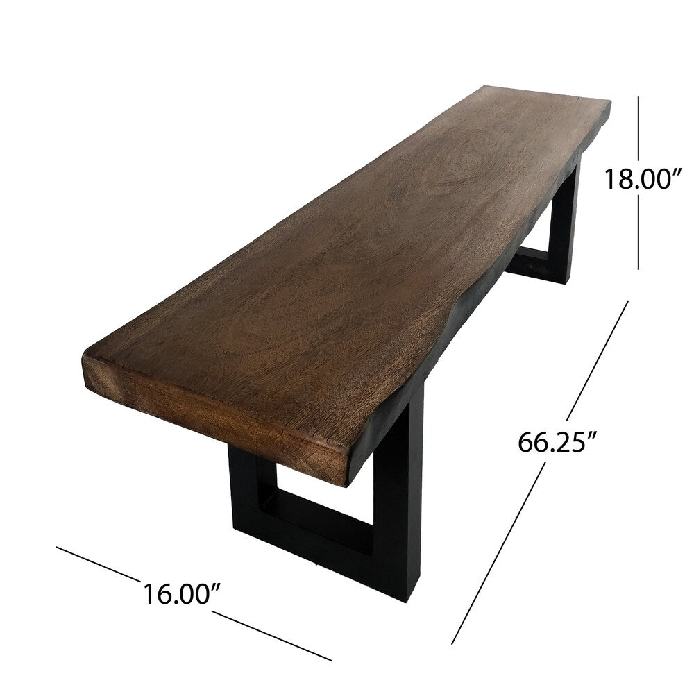 Jaxson Faux Live Edge Rectangle Concrete Picnic Dining Bench by Christopher Knight Home