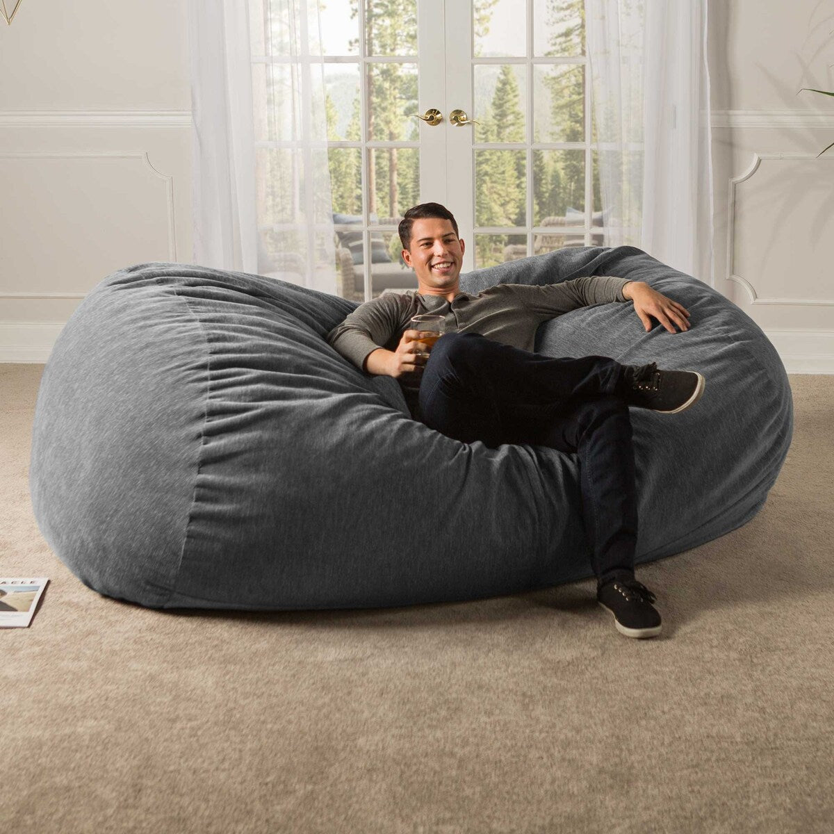 Jaxx 7 Foot Giant Bean Bag Sofa For Adults - Premium Chenille