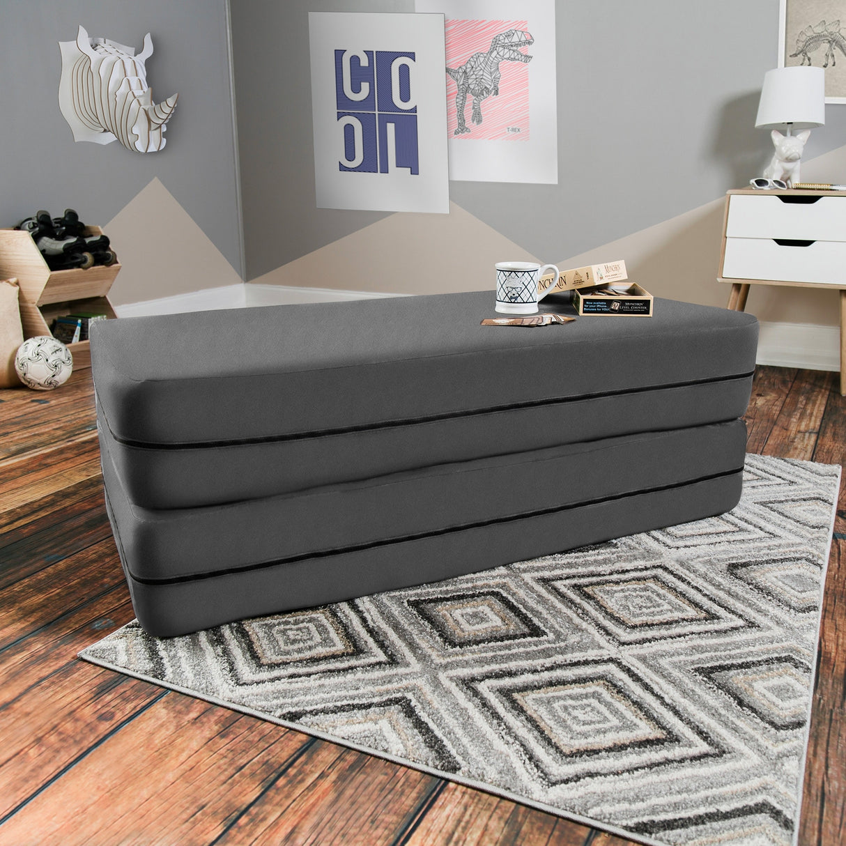Jaxx Big Kids Convertible Sleeper Sofa & Ottoman Set