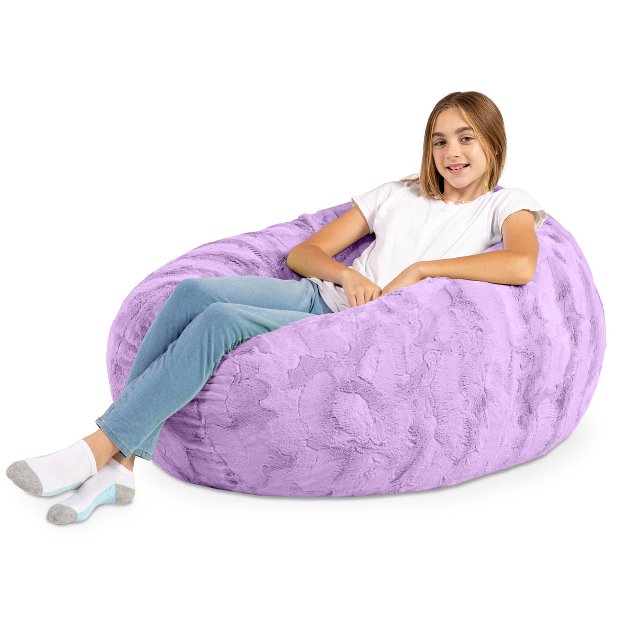 Jaxx Cocoon 4 Foot Kids Bean Bag Chair and Crash Pad - Faux Fur