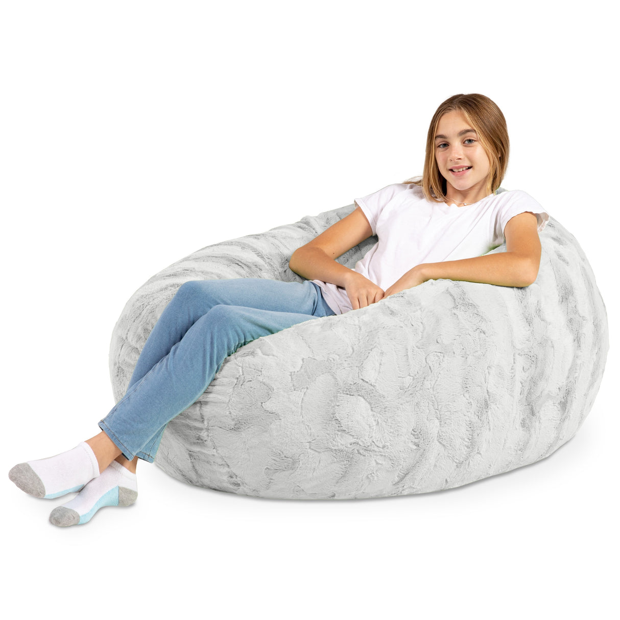 Jaxx Cocoon 4 Foot Kids Bean Bag Chair and Crash Pad - Faux Fur