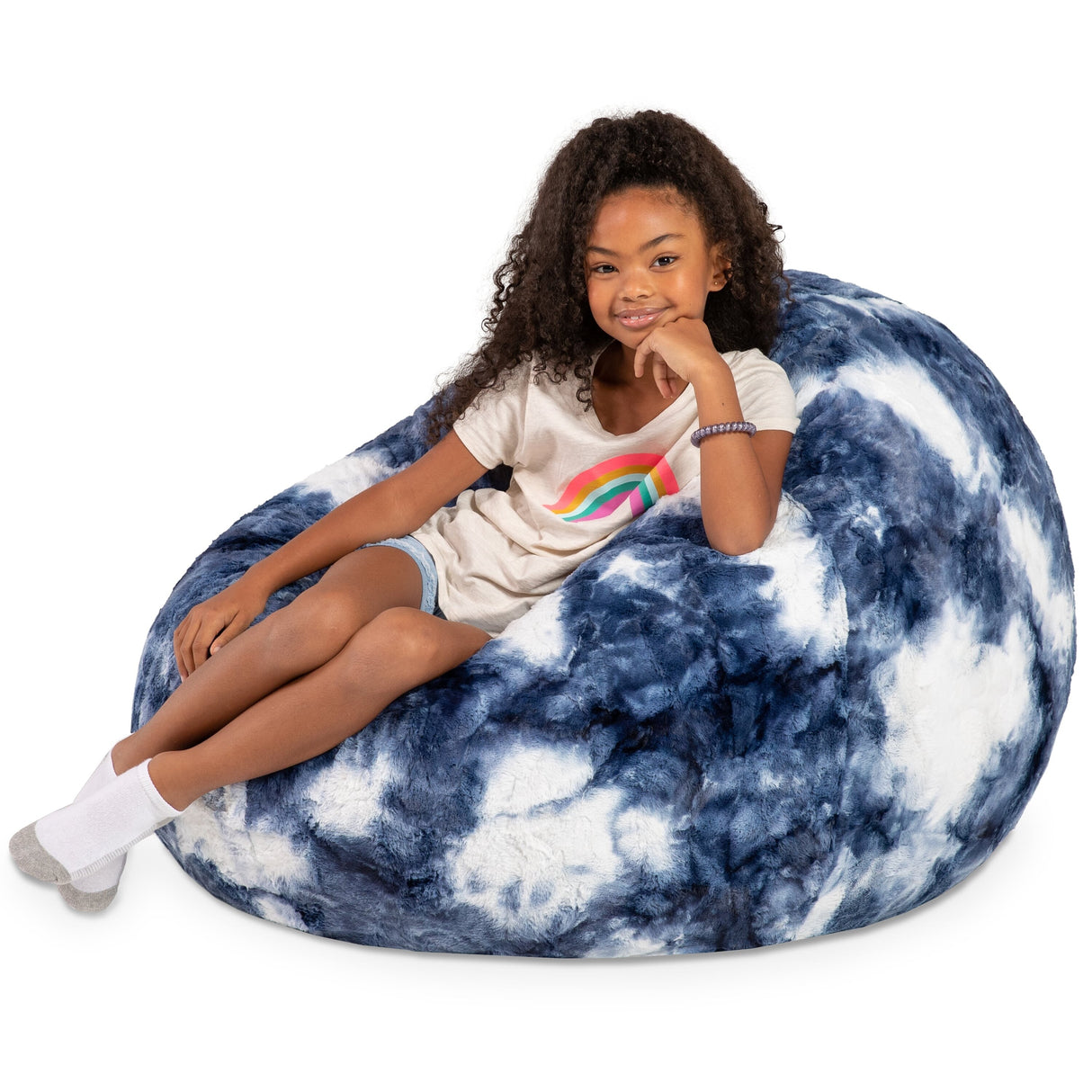 Jaxx Cocoon 4 Foot Kids Bean Bag Chair and Crash Pad - Faux Fur