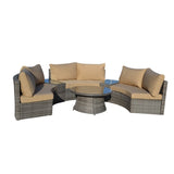 Jayden 6-Piece All-Weather Grey Casual Patio Seating Set with Beige Cushions