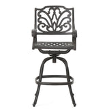 Jayden Outdoor Cast Aluminum Swivel Bar Stool by Christopher Knight Home