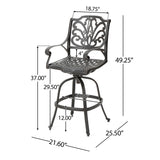 Jayden Outdoor Cast Aluminum Swivel Bar Stool by Christopher Knight Home