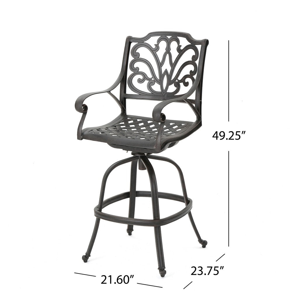Jayden Outdoor Cast Aluminum Swivel Bar Stool by Christopher Knight Home