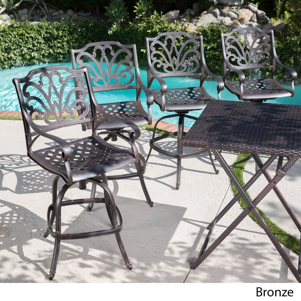 Jayden Outdoor Cast Aluminum Swivel Bar Stool by Christopher Knight Home