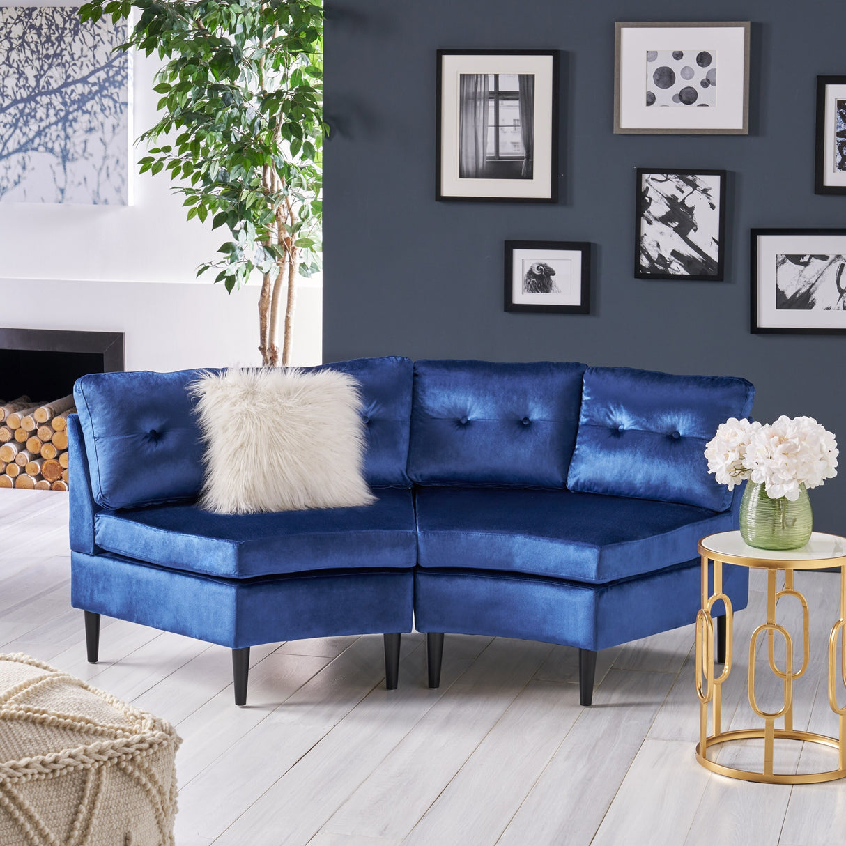 Jazmine Glam 2-piece Modular Velvet Sectional by Christopher Knight Home