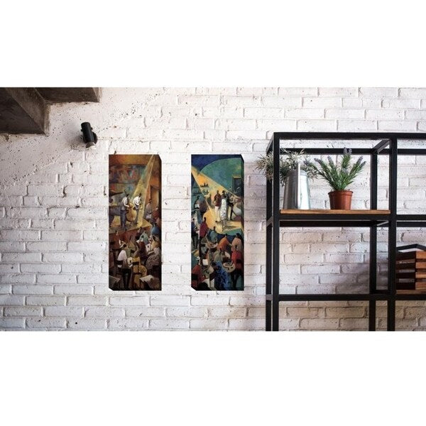 Jazz Club and Blue Jazz by Didier Lourenco 2-piece Gallery-Wrapped Canvas Giclee Art Set
