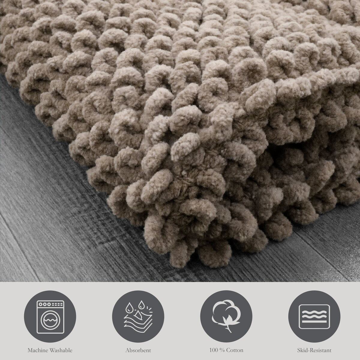 Sophie Border Ultra-plush Chenille Non-Slip Cotton Bath Mat