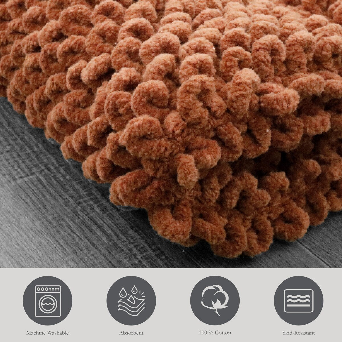 Sophie Border Ultra-plush Chenille Non-Slip Cotton Bath Mat