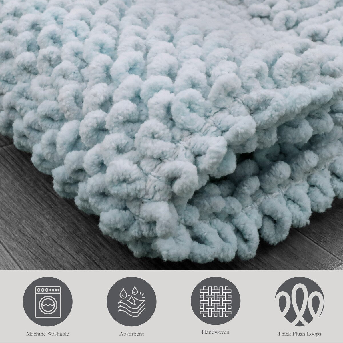 Sophie Border Ultra-plush Chenille Non-Slip Cotton Bath Mat