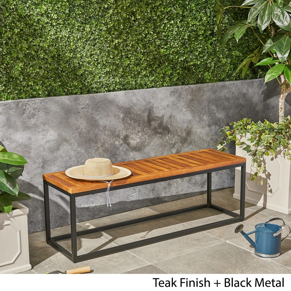 Jeco Outdoor Industrial Acacia Wood Bench by Christopher Knight Home