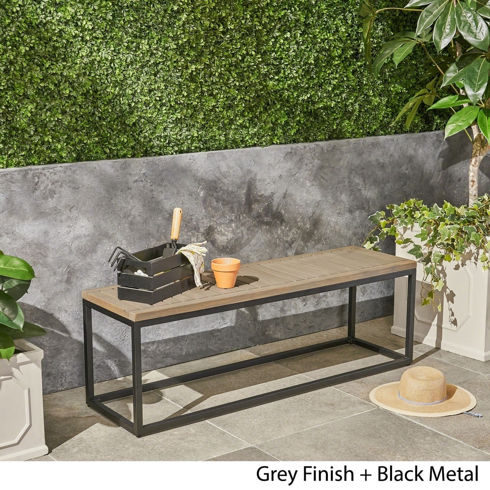 Jeco Outdoor Industrial Acacia Wood Bench by Christopher Knight Home