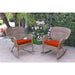 Jeco Windsor Honey Resin Wicker Rocker Chair with Cushions (Set of 2)