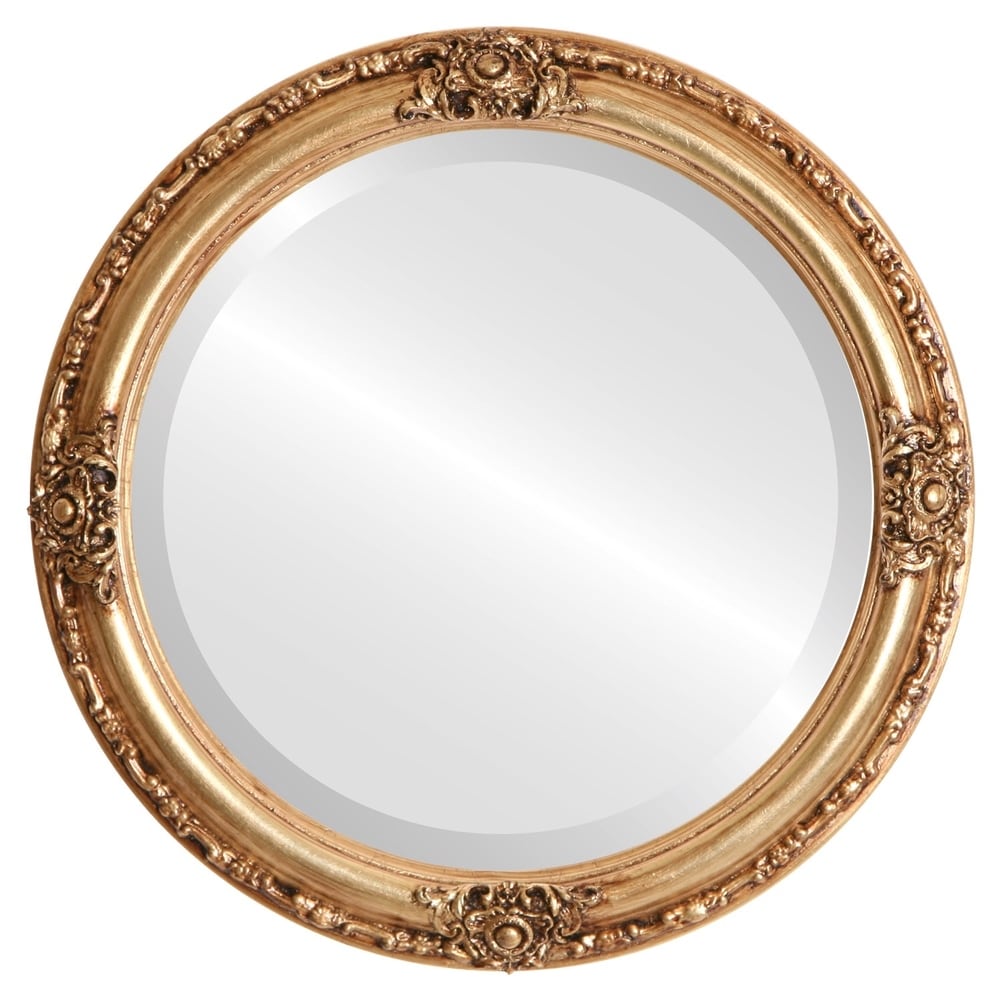 Jefferson Framed Round Mirror in Gold Leaf