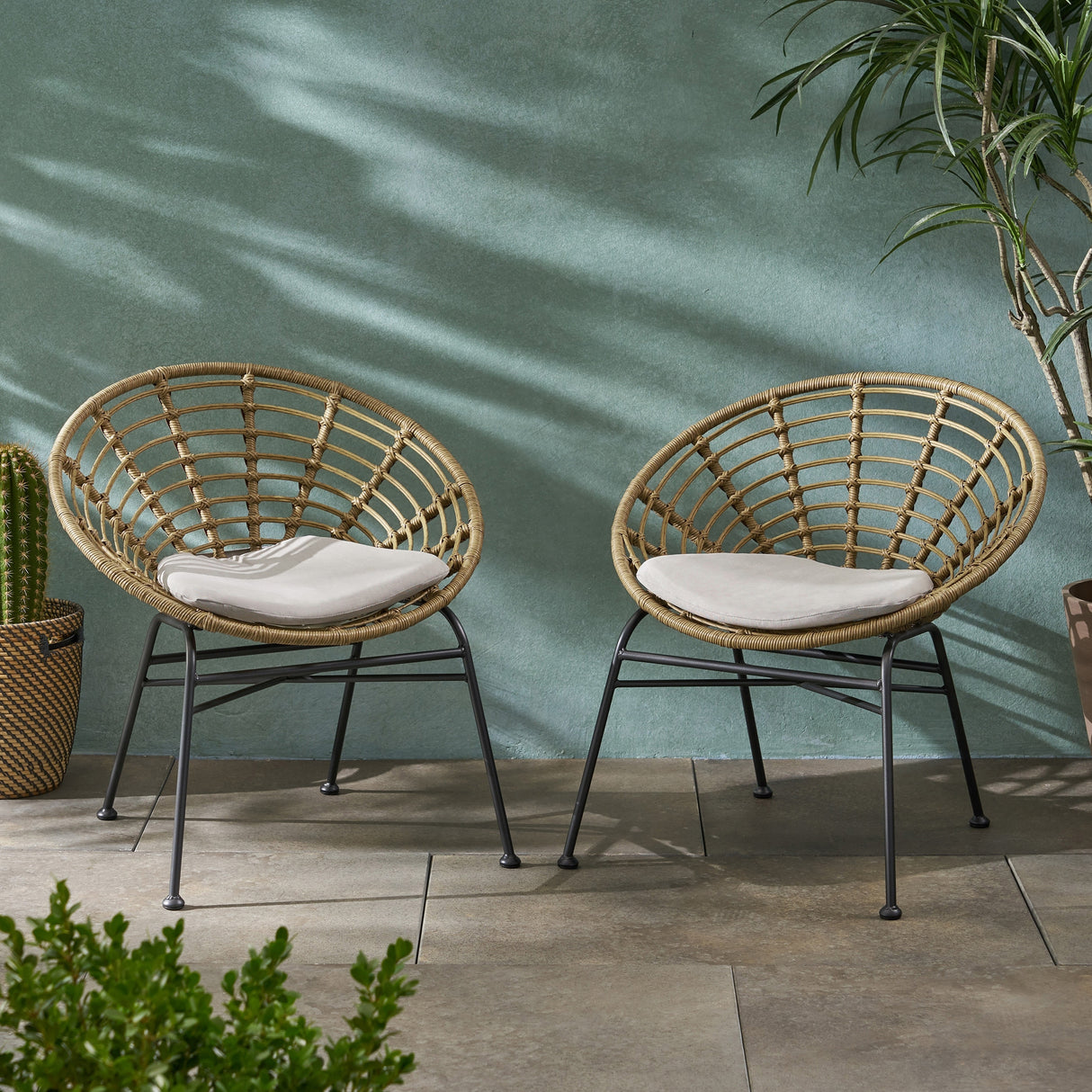 Jefferson Outdoor Wicker Dining Chairs (Set of 2) by Christopher Knight Home