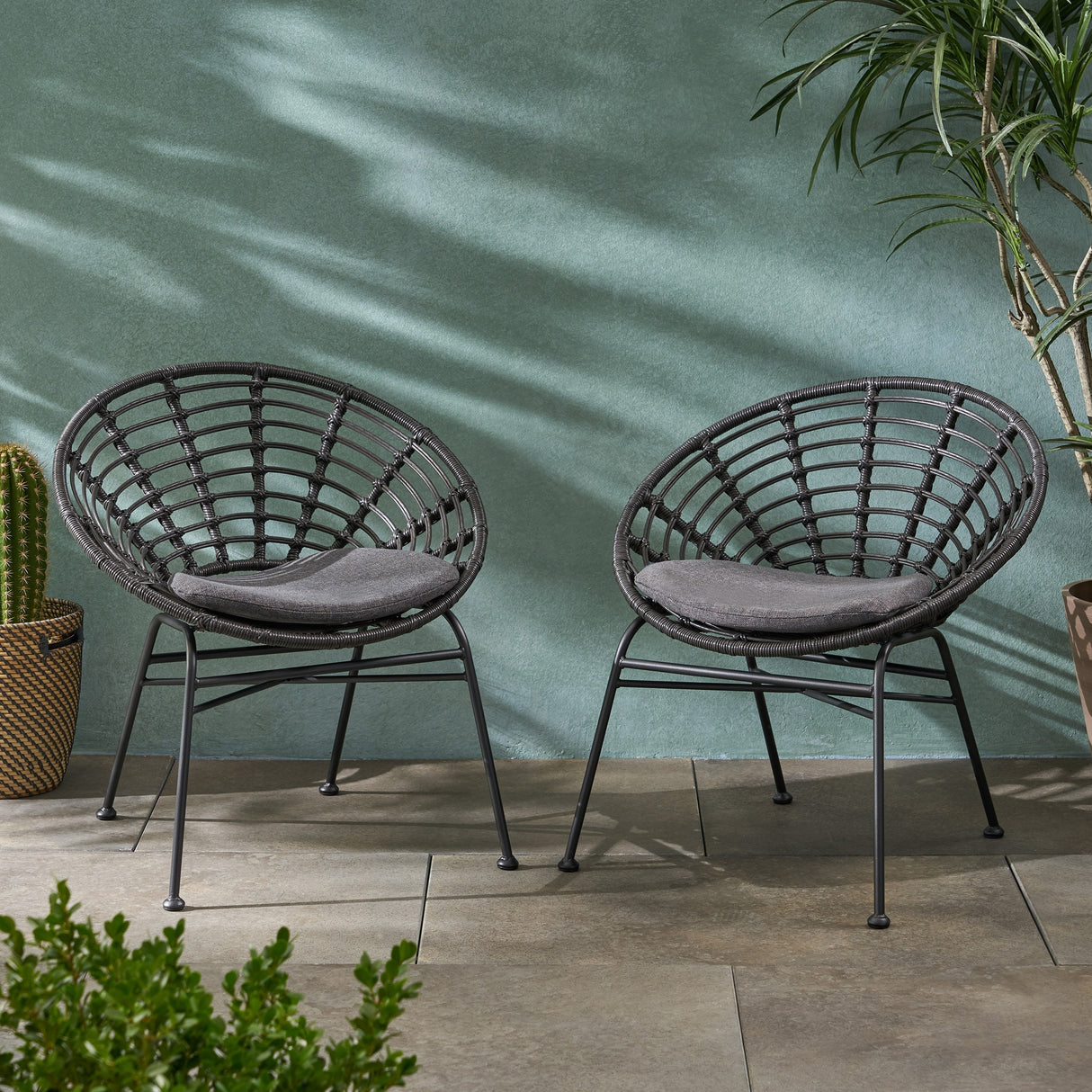 Jefferson Outdoor Wicker Dining Chairs (Set of 2) by Christopher Knight Home