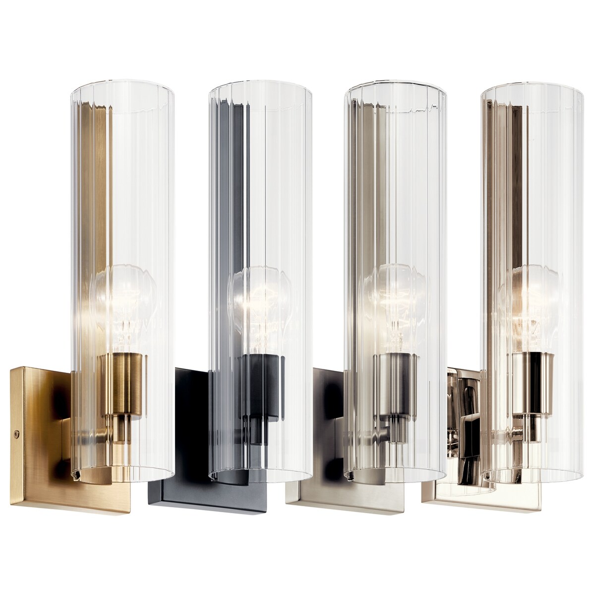 Jemsa 14 in. 1-Light Wall Sconce with Clear Fluted Glass Shade