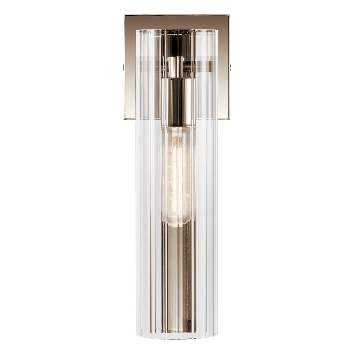 Jemsa 14 in. 1-Light Wall Sconce with Clear Fluted Glass Shade