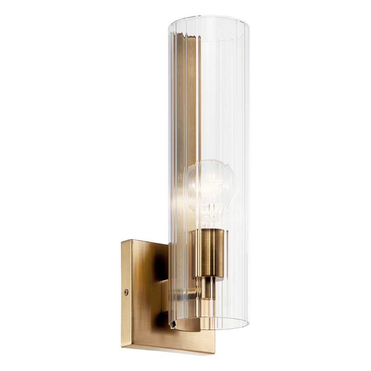 Jemsa 14 in. 1-Light Wall Sconce with Clear Fluted Glass Shade