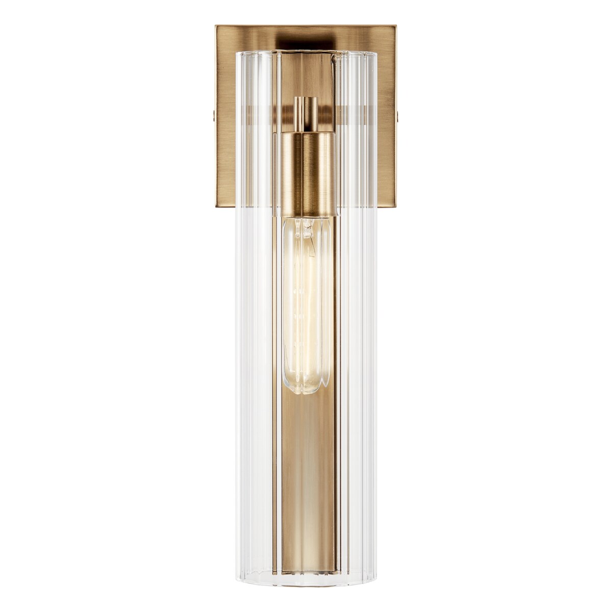 Jemsa 14 in. 1-Light Wall Sconce with Clear Fluted Glass Shade