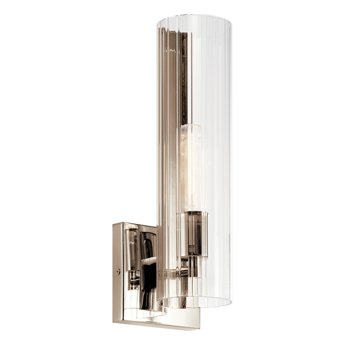 Jemsa 14 in. 1-Light Wall Sconce with Clear Fluted Glass Shade