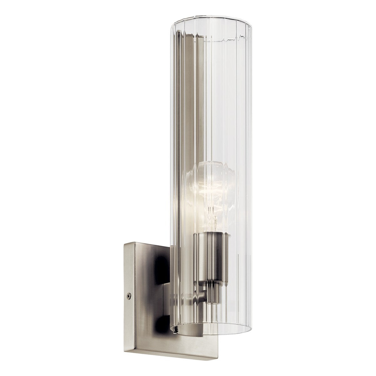 Jemsa 14 in. 1-Light Wall Sconce with Clear Fluted Glass Shade