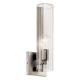 Jemsa 14 in. 1-Light Wall Sconce with Clear Fluted Glass Shade