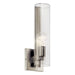 Jemsa 14 in. 1-Light Wall Sconce with Clear Fluted Glass Shade