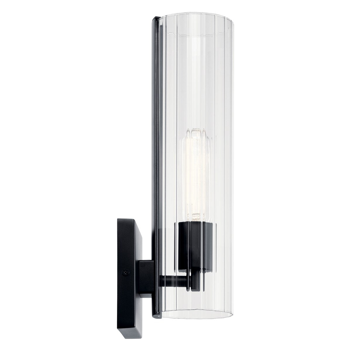 Jemsa 14 in. 1-Light Wall Sconce with Clear Fluted Glass Shade