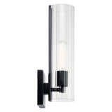 Jemsa 14 in. 1-Light Wall Sconce with Clear Fluted Glass Shade