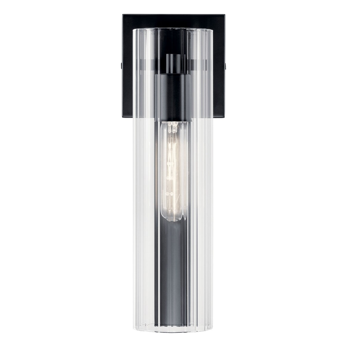 Jemsa 14 in. 1-Light Wall Sconce with Clear Fluted Glass Shade