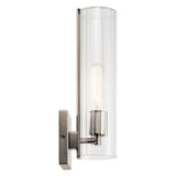 Jemsa 14 in. 1-Light Wall Sconce with Clear Fluted Glass Shade