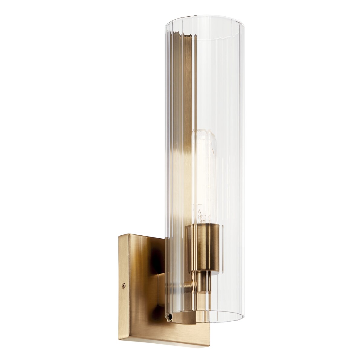 Jemsa 14 in. 1-Light Wall Sconce with Clear Fluted Glass Shade