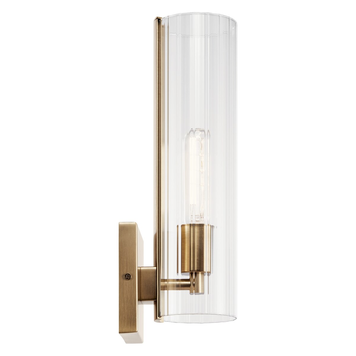 Jemsa 14 in. 1-Light Wall Sconce with Clear Fluted Glass Shade