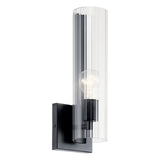 Jemsa 14 in. 1-Light Wall Sconce with Clear Fluted Glass Shade