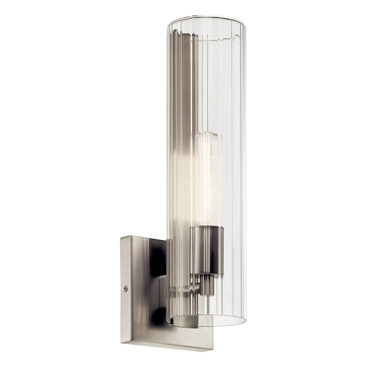 Jemsa 14 in. 1-Light Wall Sconce with Clear Fluted Glass Shade