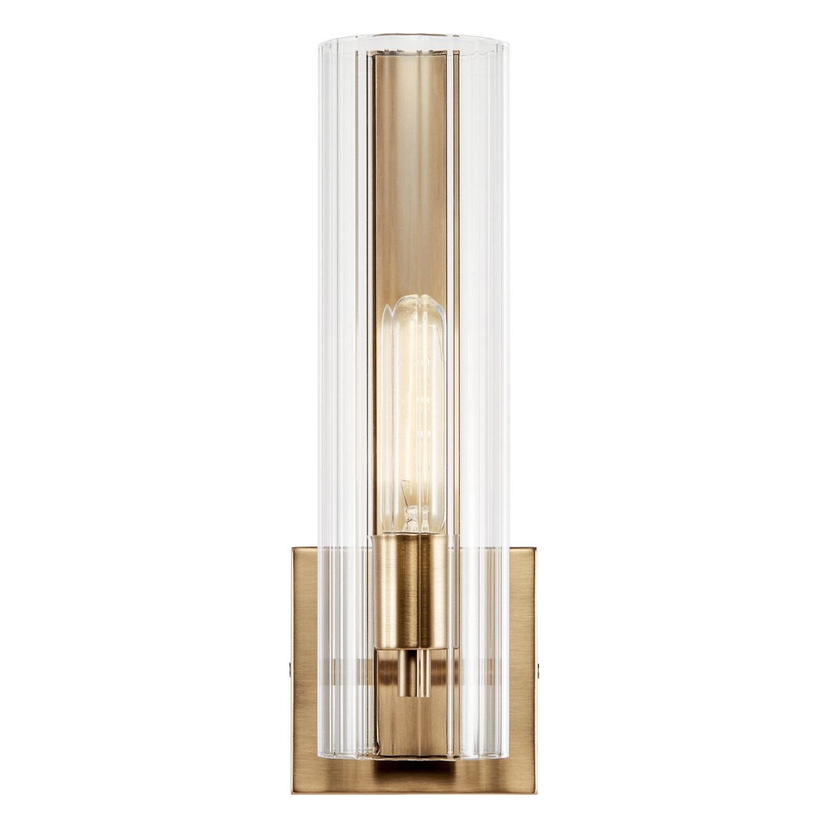 Jemsa 14 in. 1-Light Wall Sconce with Clear Fluted Glass Shade
