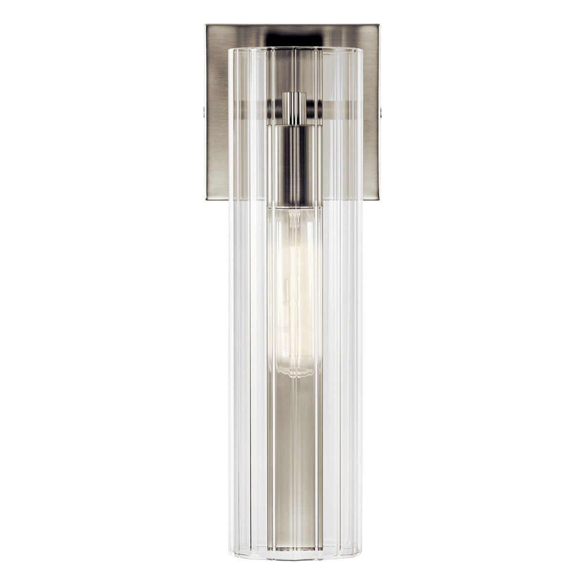 Jemsa 14 in. 1-Light Wall Sconce with Clear Fluted Glass Shade