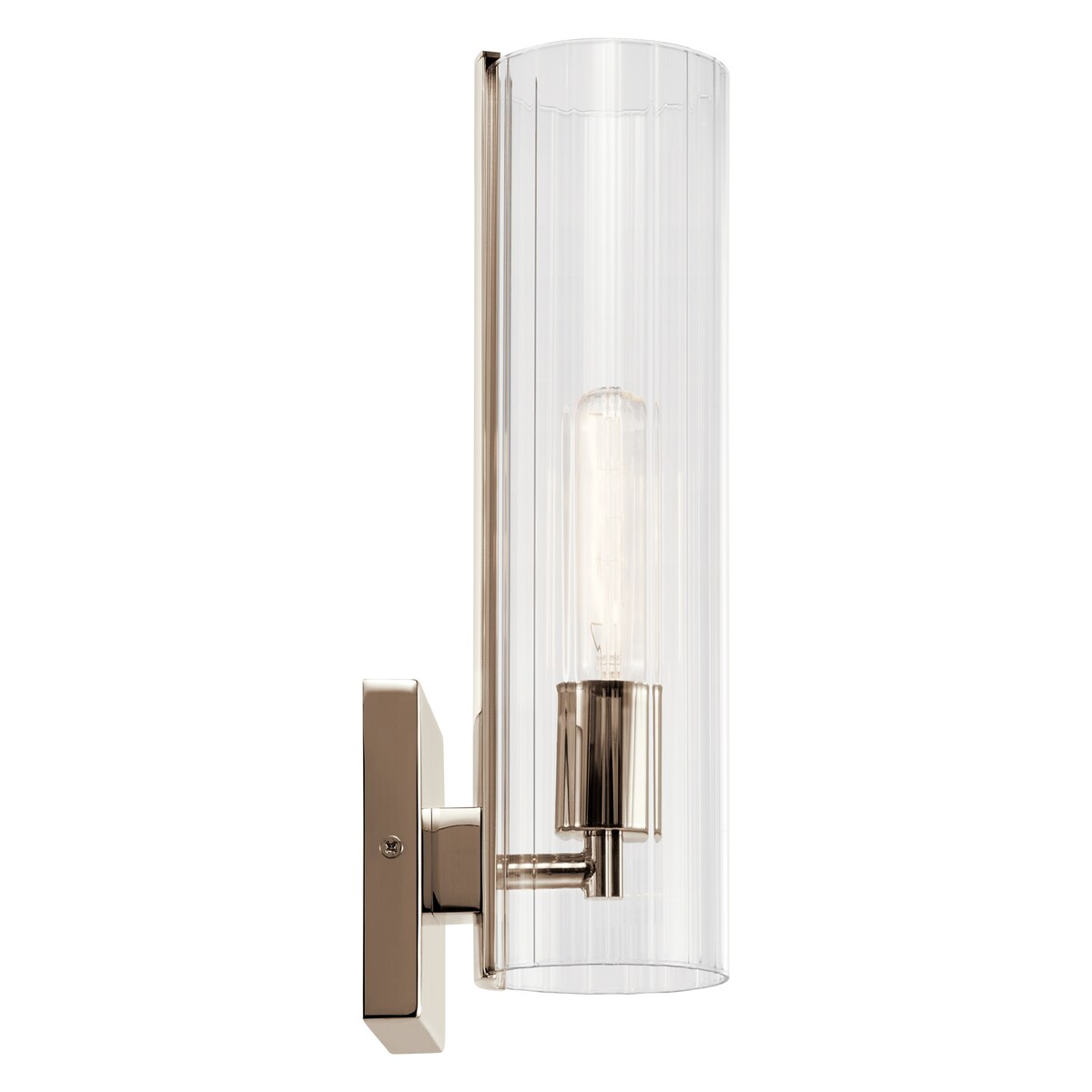 Jemsa 14 in. 1-Light Wall Sconce with Clear Fluted Glass Shade