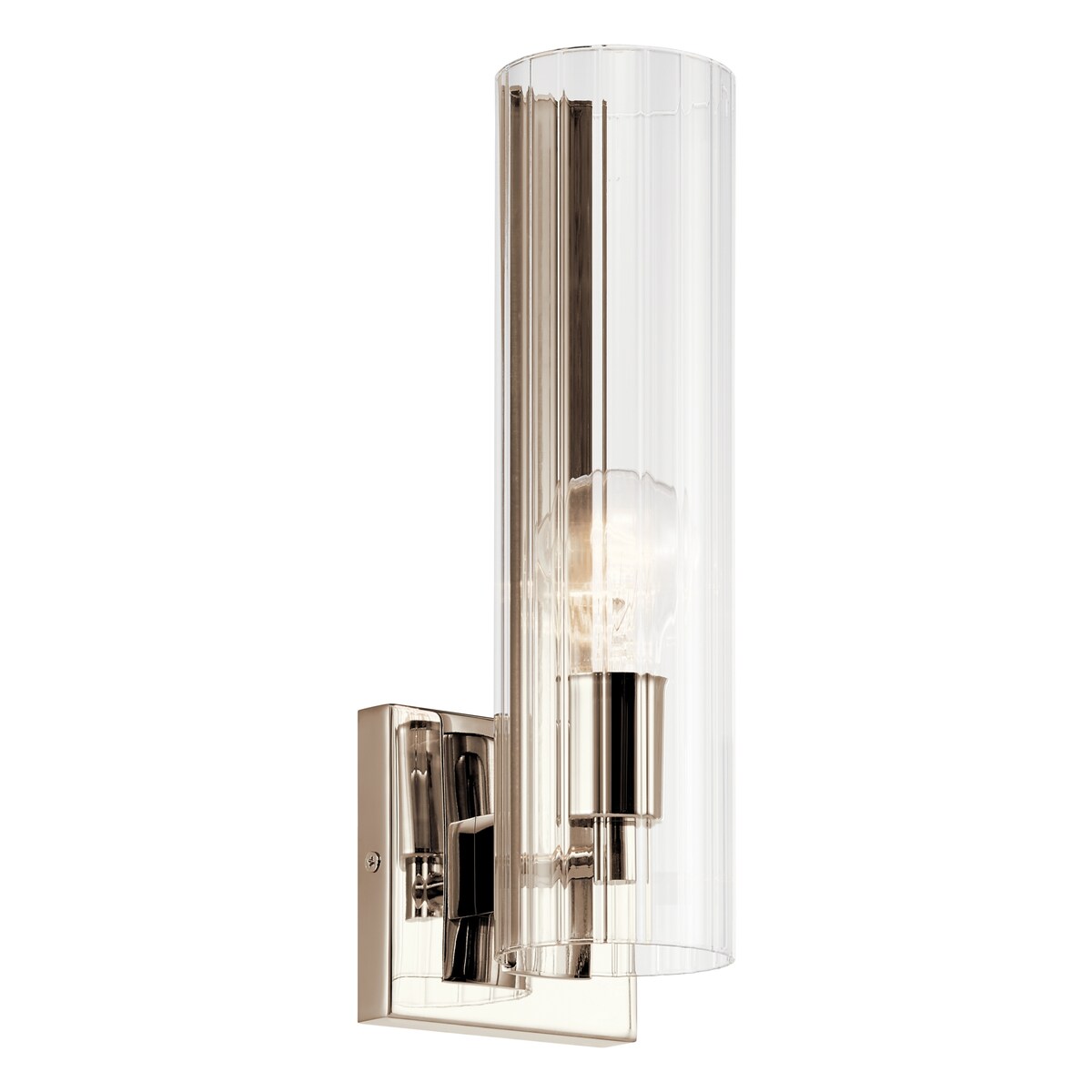 Jemsa 14 in. 1-Light Wall Sconce with Clear Fluted Glass Shade