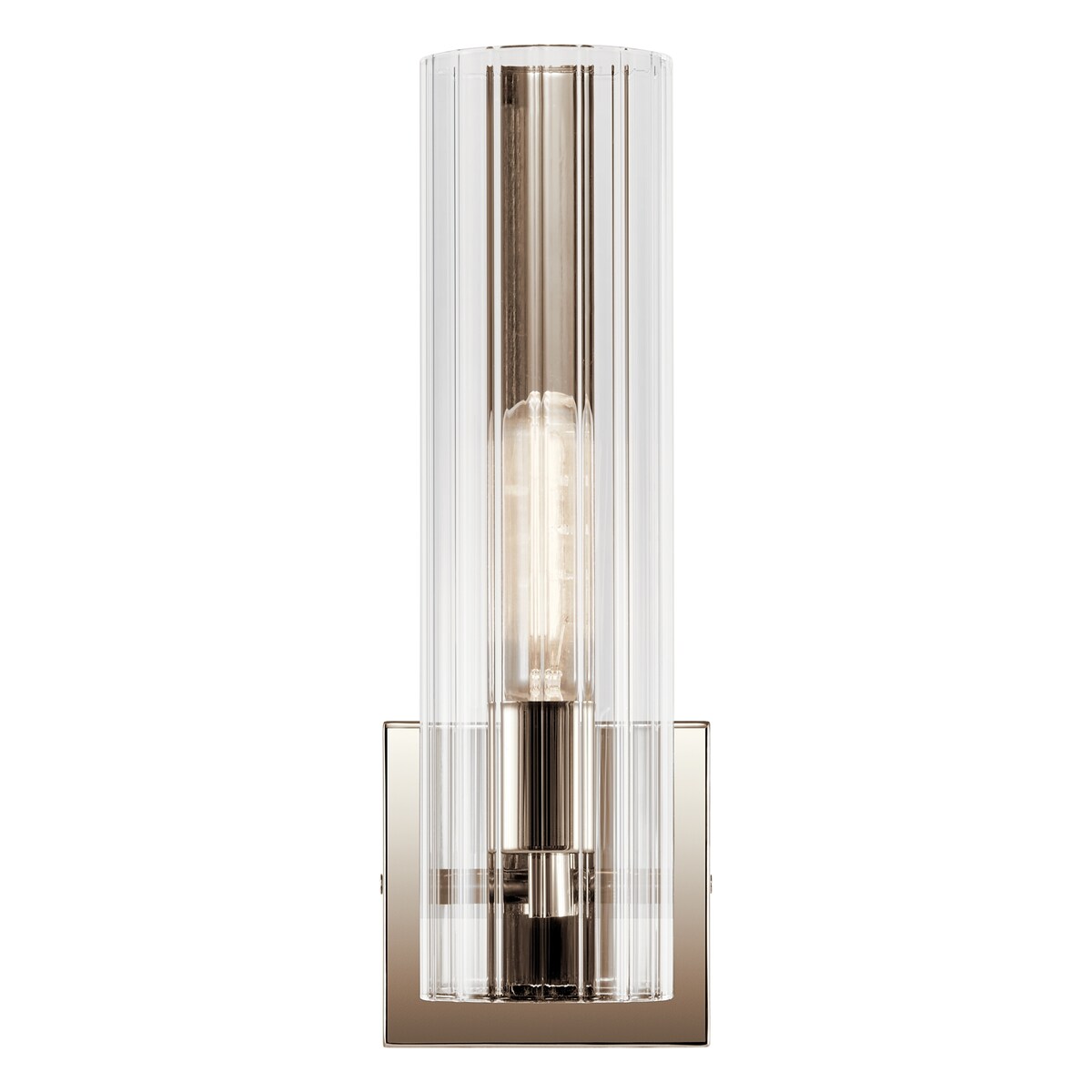 Jemsa 14 in. 1-Light Wall Sconce with Clear Fluted Glass Shade