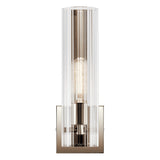 Jemsa 14 in. 1-Light Wall Sconce with Clear Fluted Glass Shade