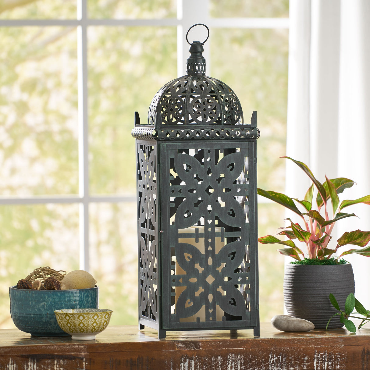 Jenera Indoor Iron Handcrafted Decorative Lantern by Christopher Knight Home